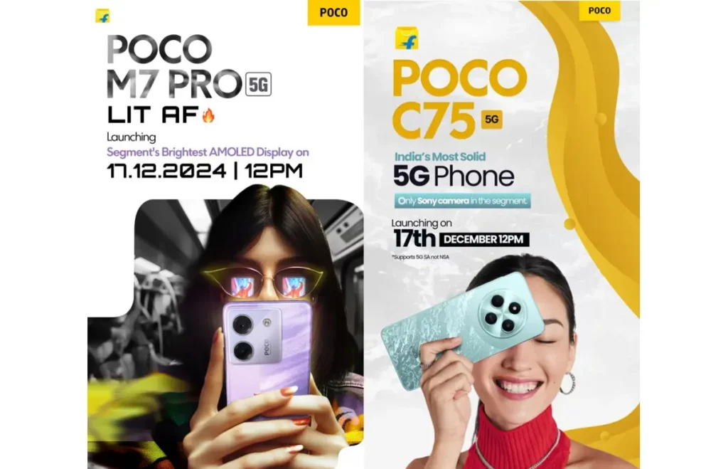 Spesifikasi utama Poco M7 Pro 5G dan Poco C75 5G resmi dikonfirmasi sebelum peluncuran di India